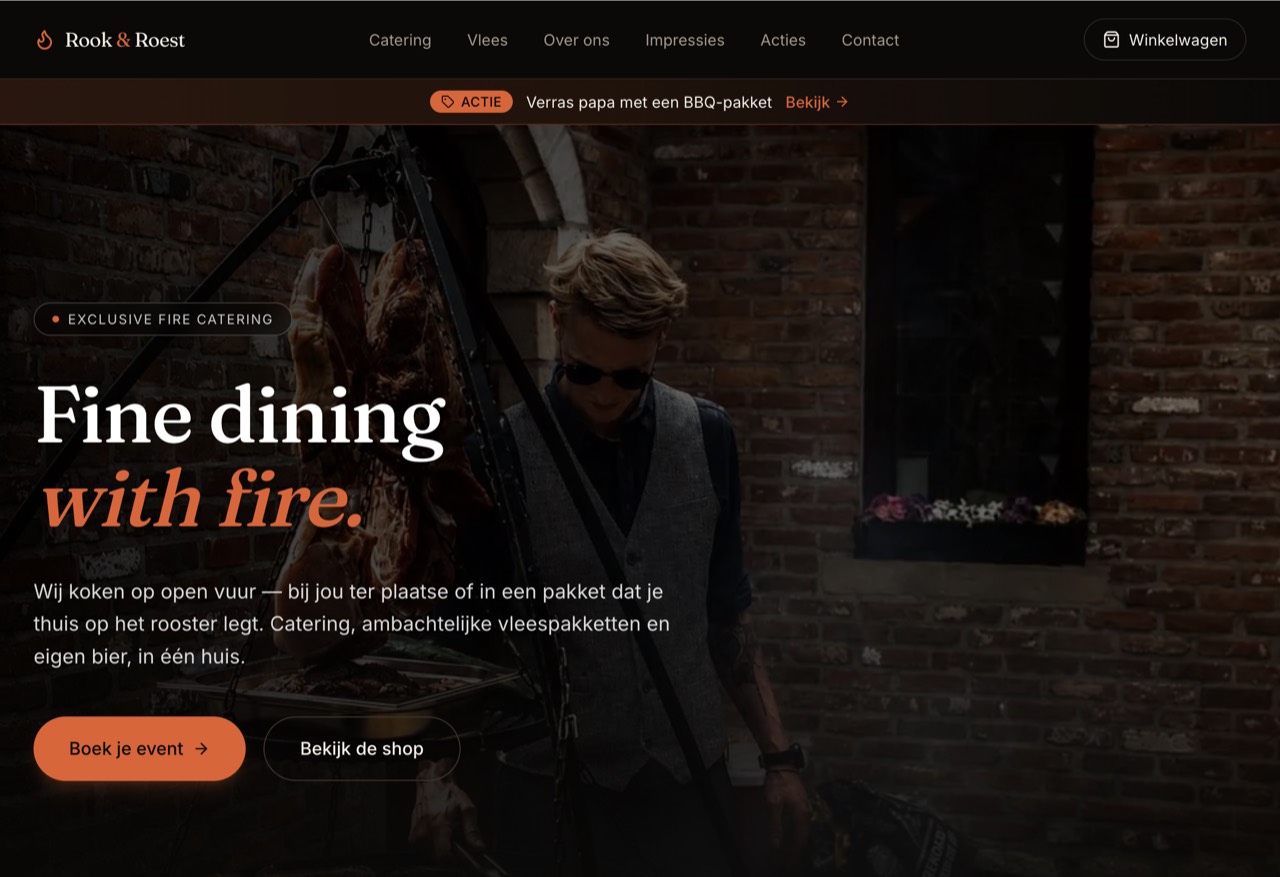 Screenshot van de website Rook & Roest