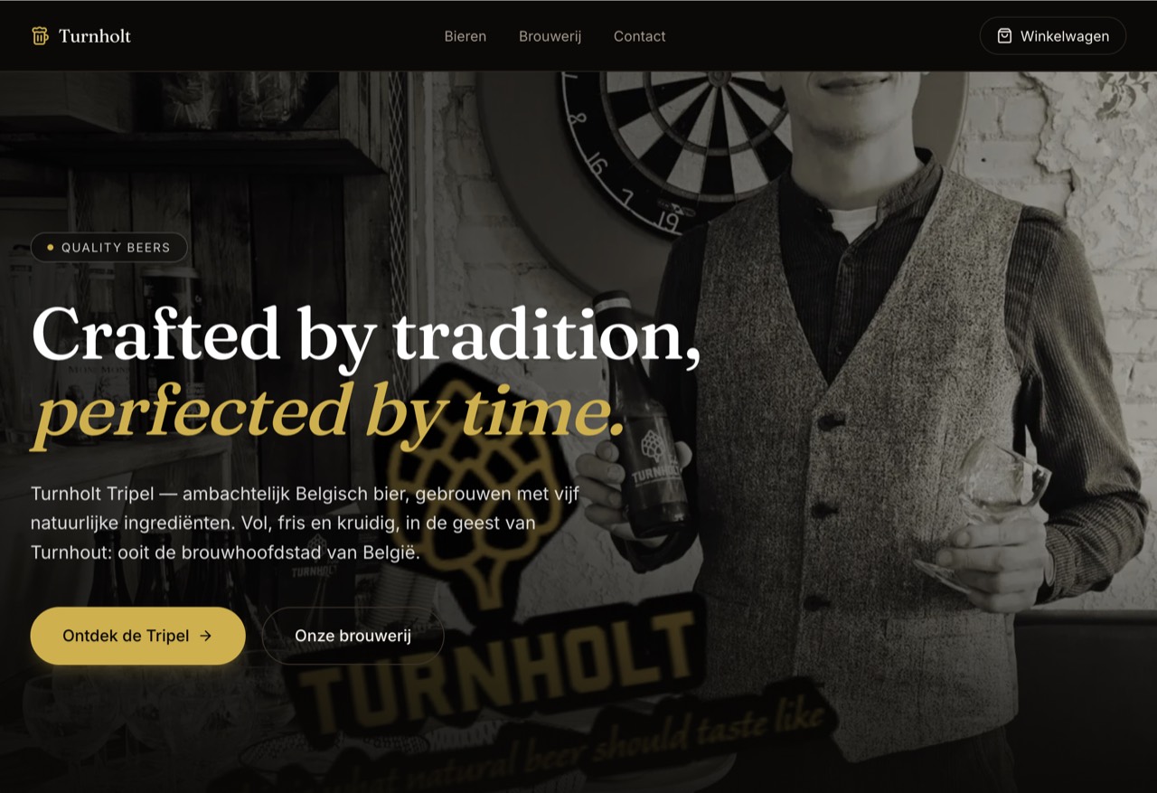 Screenshot van de website Turnholt
